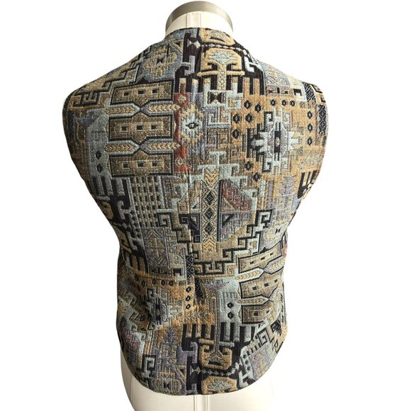 Vintage BOI Collection Womans Tapestry Vest Geometric Patterns Size M HS245 - Picture 2 of 7